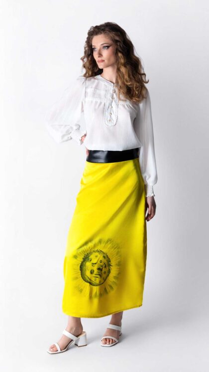 Carlos Kremmer - Frostbitten Sun & Paris Fashion Skirt, long skirts, yellow long skirts, mustard maxi skirt, yellow full skirt, mustard long skirt